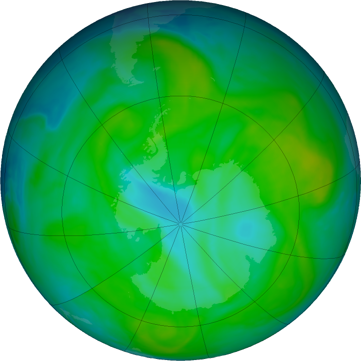 Antarctic ozone map for 23 December 2017